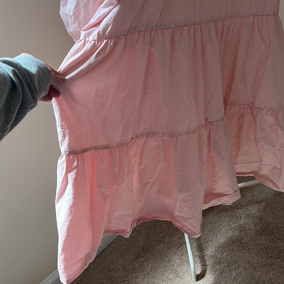 Light, Pastel Pink Tiered Shift Dress with Puff Sleeves - Francesca’s - Picture 3 of 6